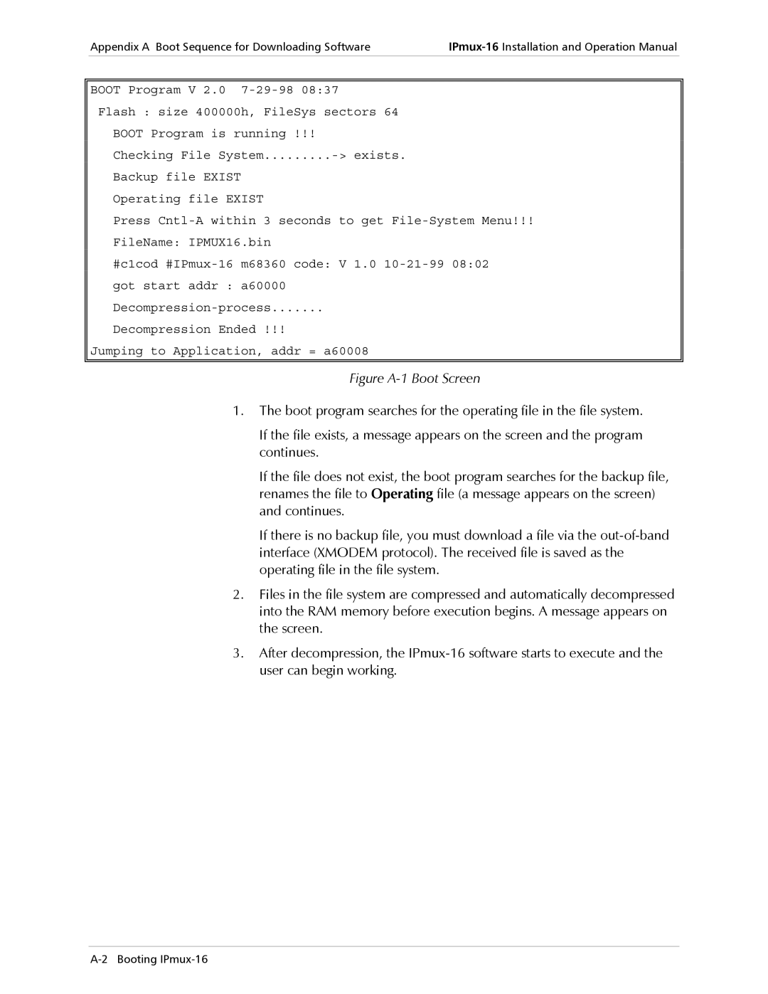 RAD Data comm IPmux-16 operation manual Figure A-1 Boot Screen 