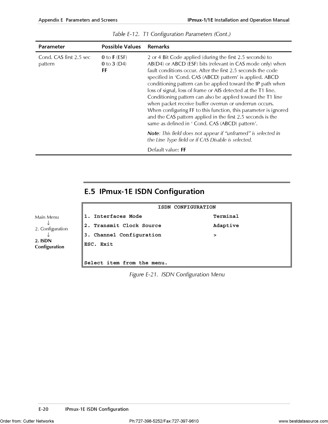 RAD Data comm operation manual IPmux-1E Isdn Configuration 