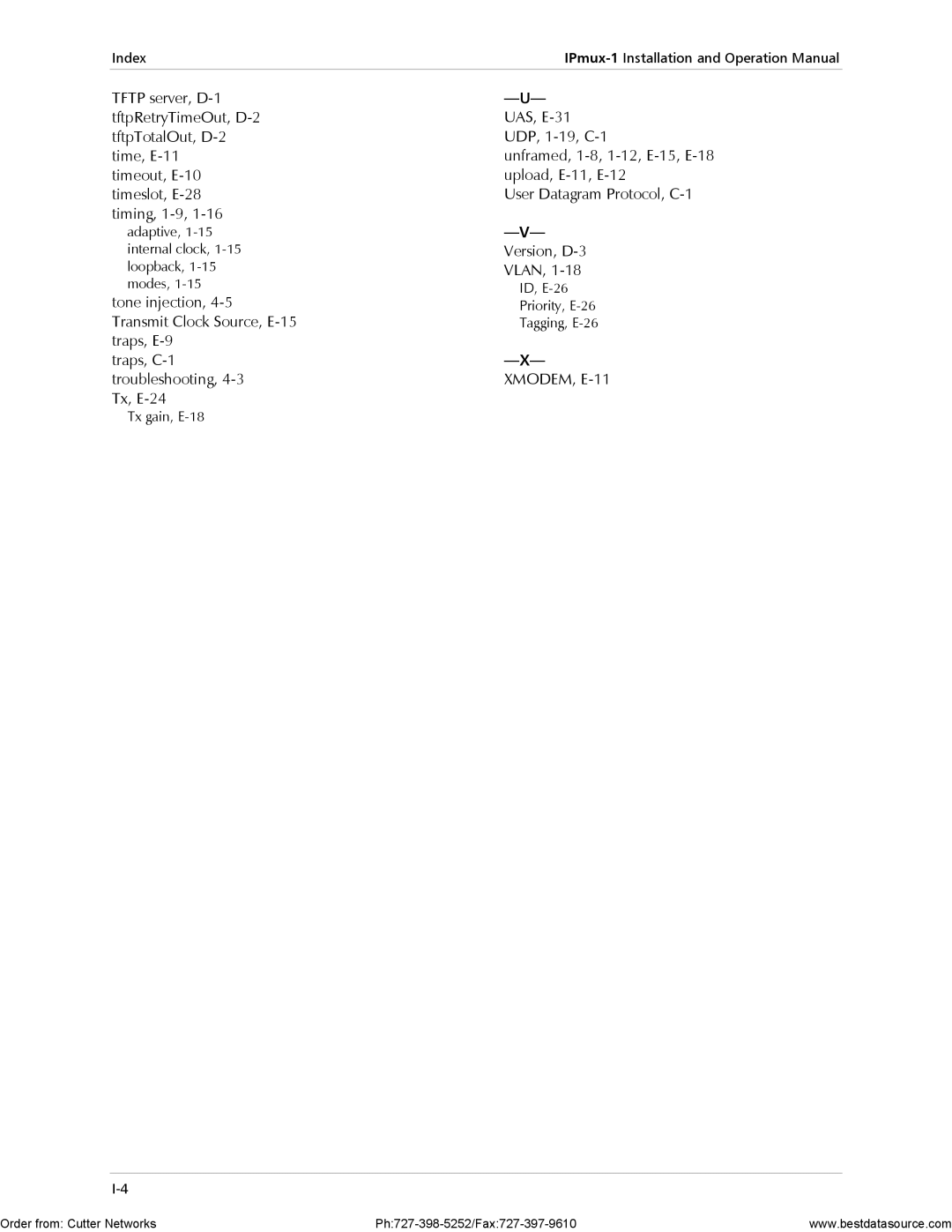 RAD Data comm IPmux-1E operation manual XMODEM, E-11 