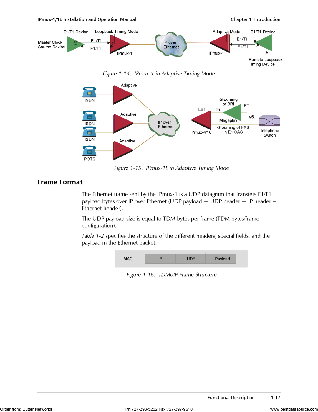 RAD Data comm IPmux-1E operation manual Frame Format, IPmux-1 in Adaptive Timing Mode 