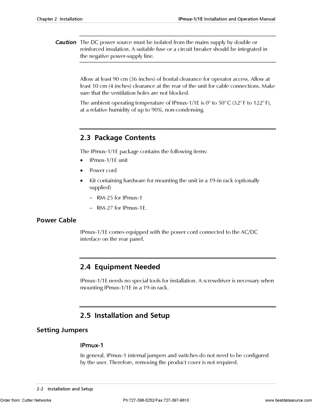 RAD Data comm IPmux-1E operation manual Package Contents, Equipment Needed, Installation and Setup 