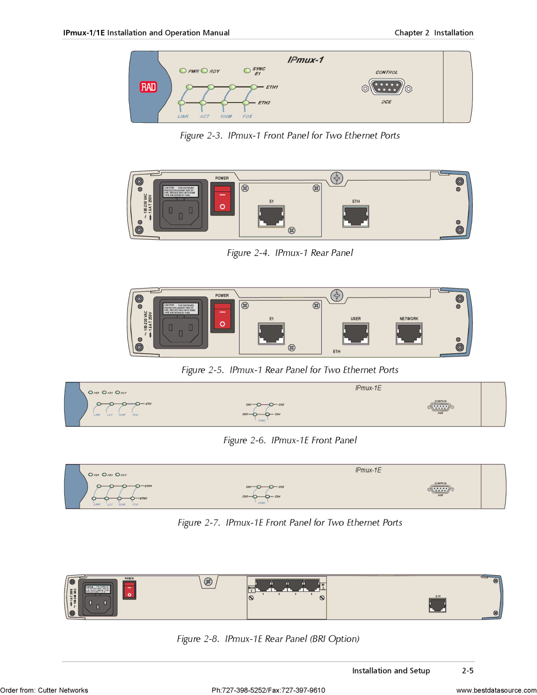 RAD Data comm IPmux-1E operation manual IPmux-1 Front Panel for Two Ethernet Ports 