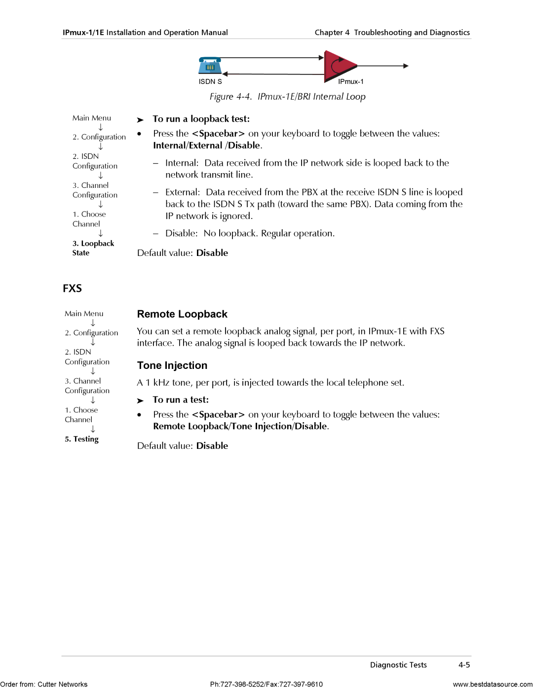 RAD Data comm IPmux-1E operation manual Remote Loopback, Tone Injection, To run a test 