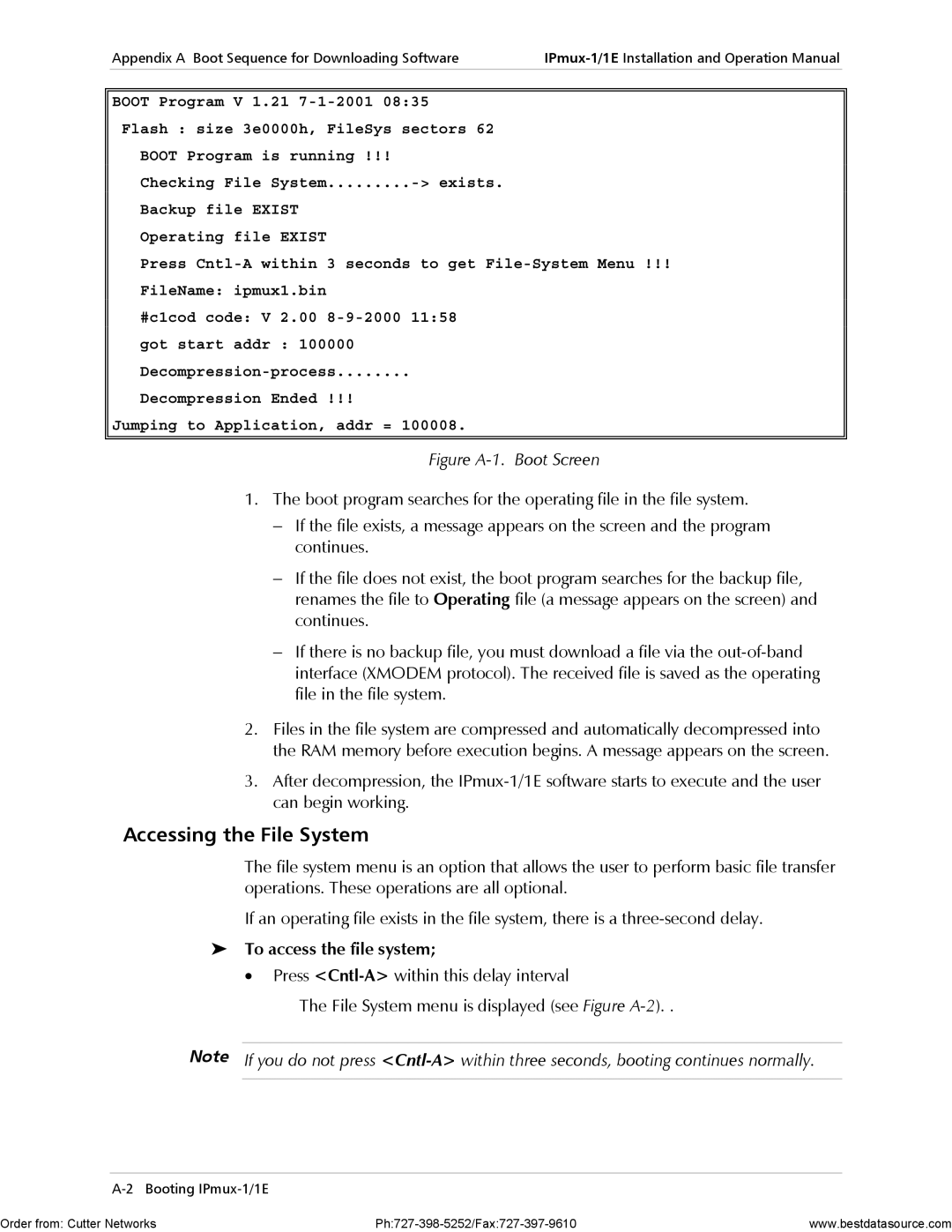 RAD Data comm IPmux-1E operation manual Accessing the File System, To access the file system 