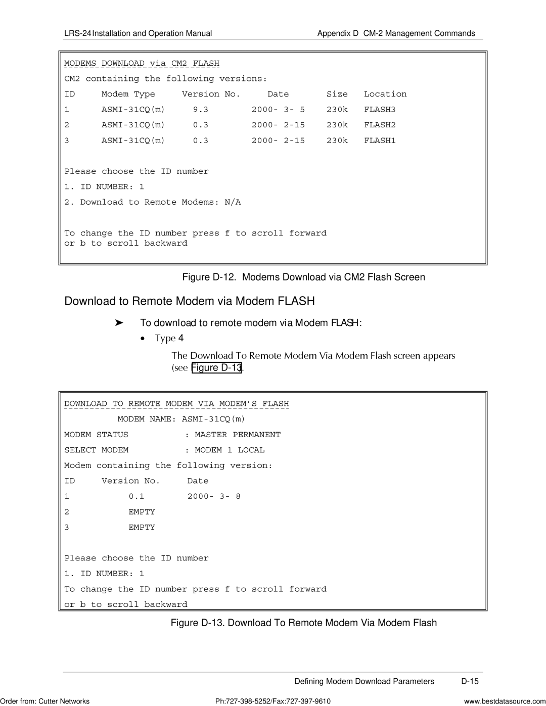 RAD Data comm LRS-24 operation manual Download to Remote Modem via Modem Flash, To download to remote modem via Modem Flash 