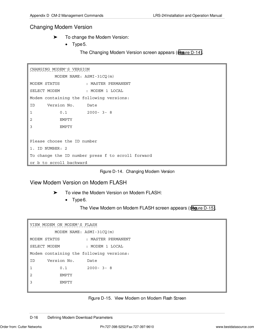 RAD Data comm LRS-24 Changing Modem Version, View Modem Version on Modem Flash, To change the Modem Version 