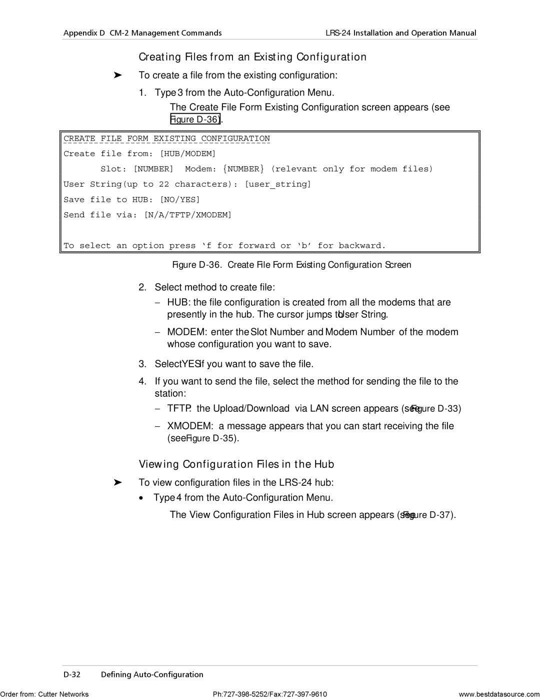 RAD Data comm LRS-24 operation manual Creating Files from an Existing Configuration, Viewing Configuration Files in the Hub 