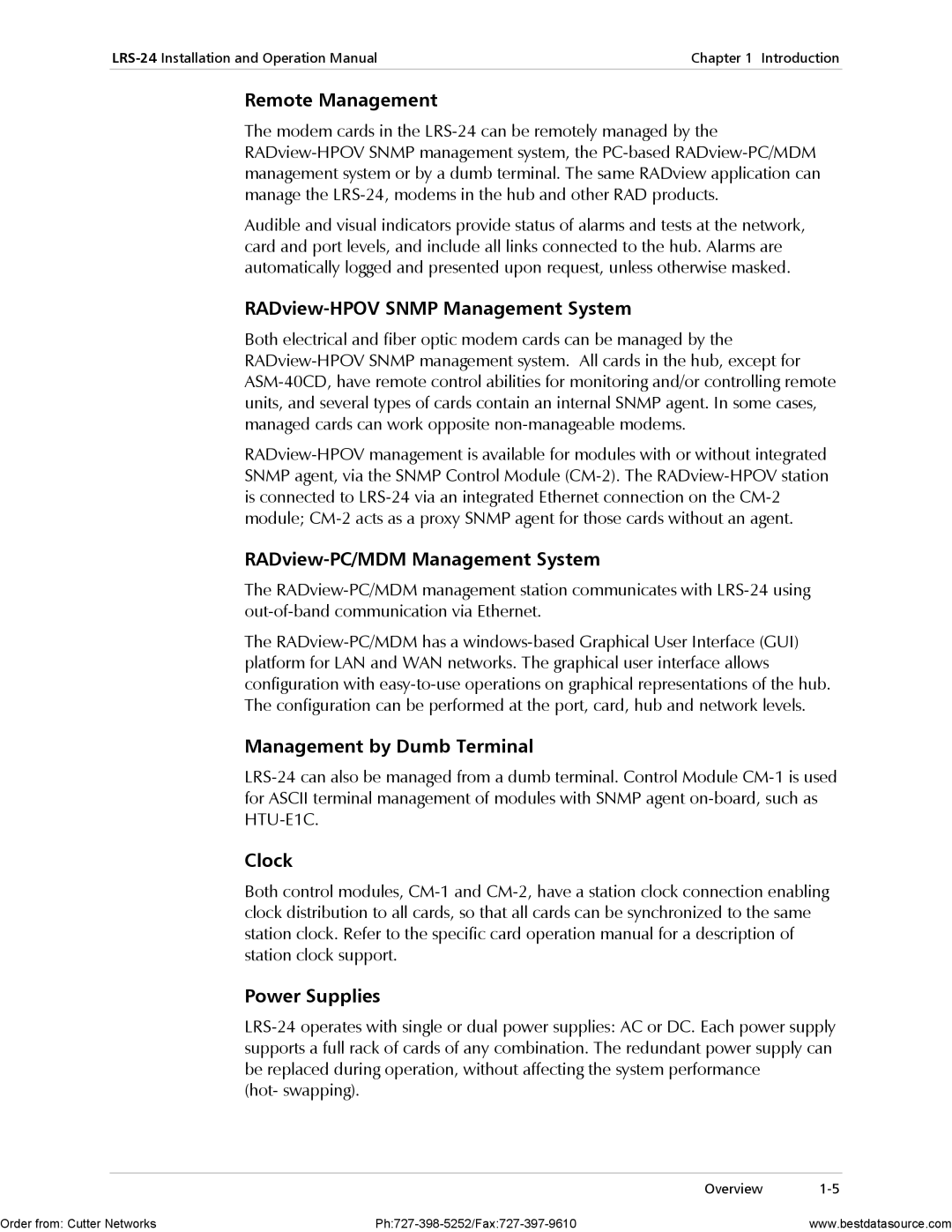 RAD Data comm LRS-24 Remote Management, RADview-HPOV Snmp Management System, RADview-PC/MDM Management System 