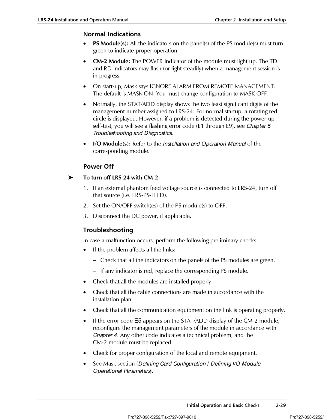 RAD Data comm operation manual To turn off LRS-24 with CM-2 