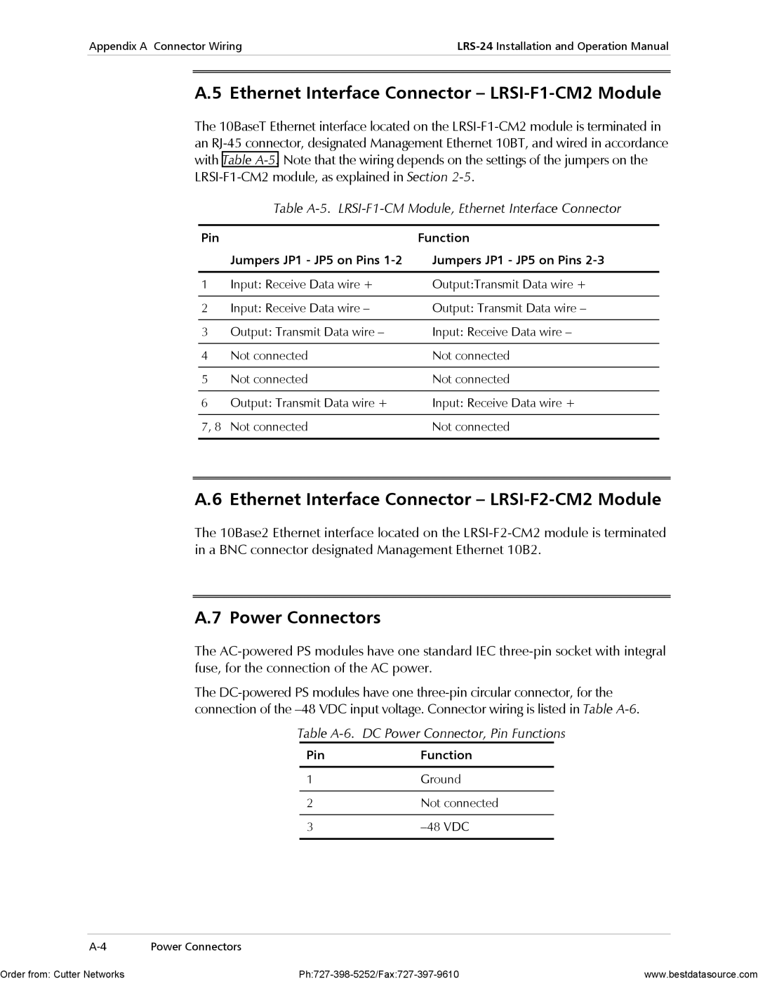 RAD Data comm LRS-24 Ethernet Interface Connector LRSI-F1-CM2 Module, Ethernet Interface Connector LRSI-F2-CM2 Module 