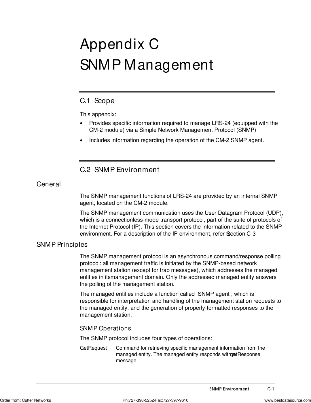 RAD Data comm LRS-24 operation manual Scope, Snmp Environment, Snmp Principles, Snmp Operations 