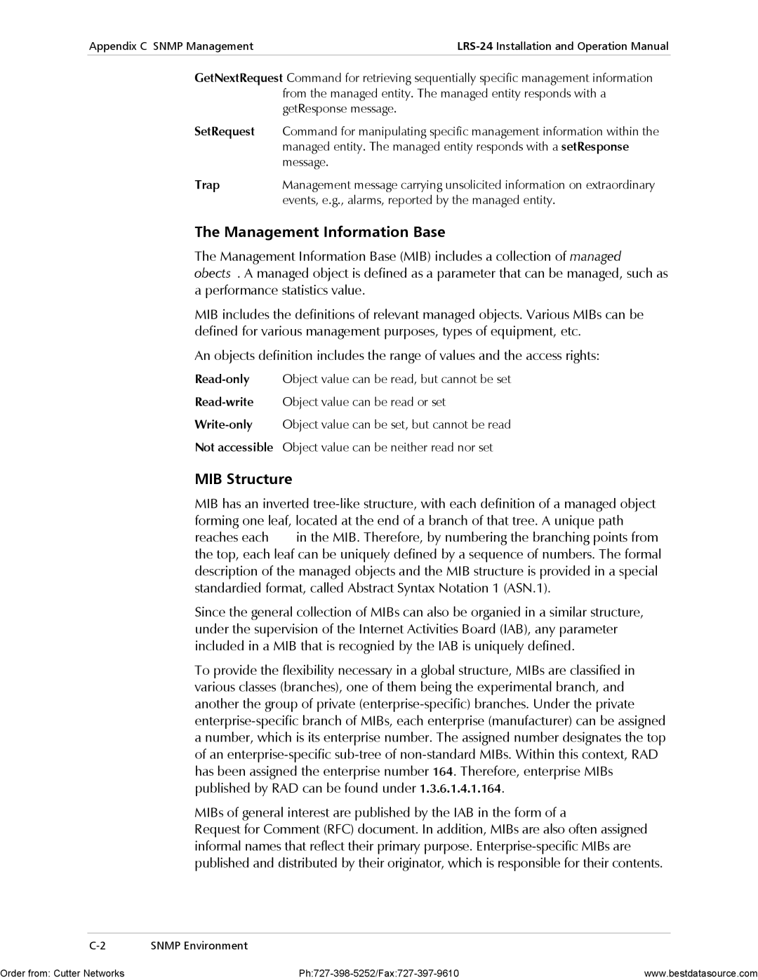 RAD Data comm LRS-24 operation manual Management Information Base, MIB Structure 