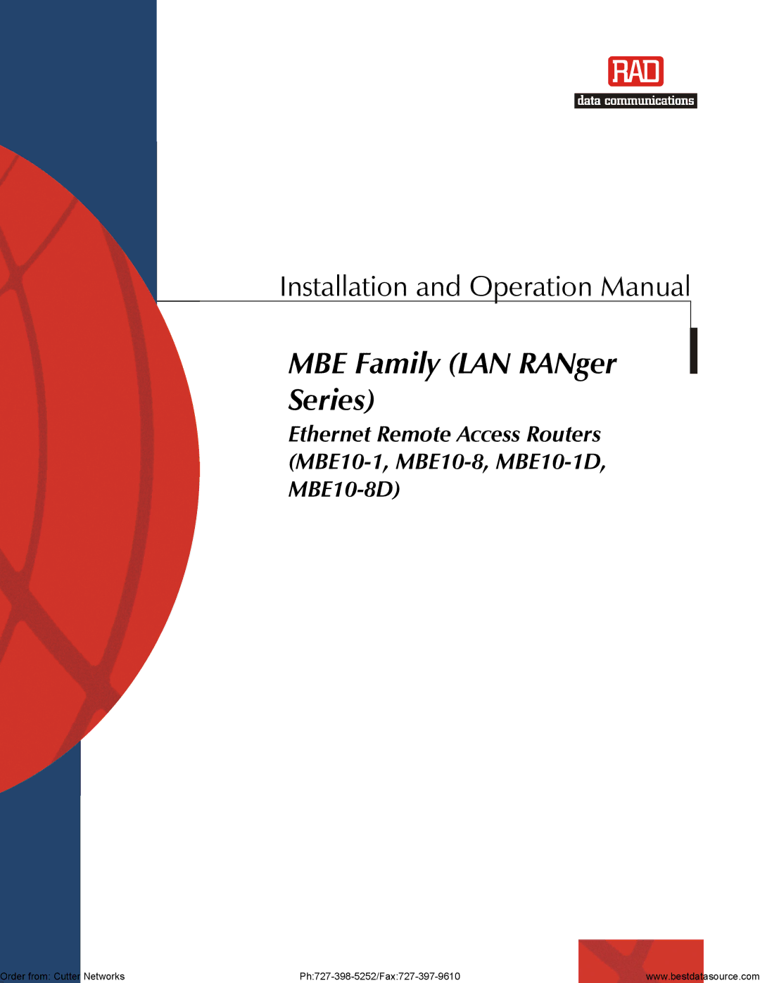 RAD Data comm MBE10-1D, MBE10-8D operation manual MBE Family LAN RANger Series 