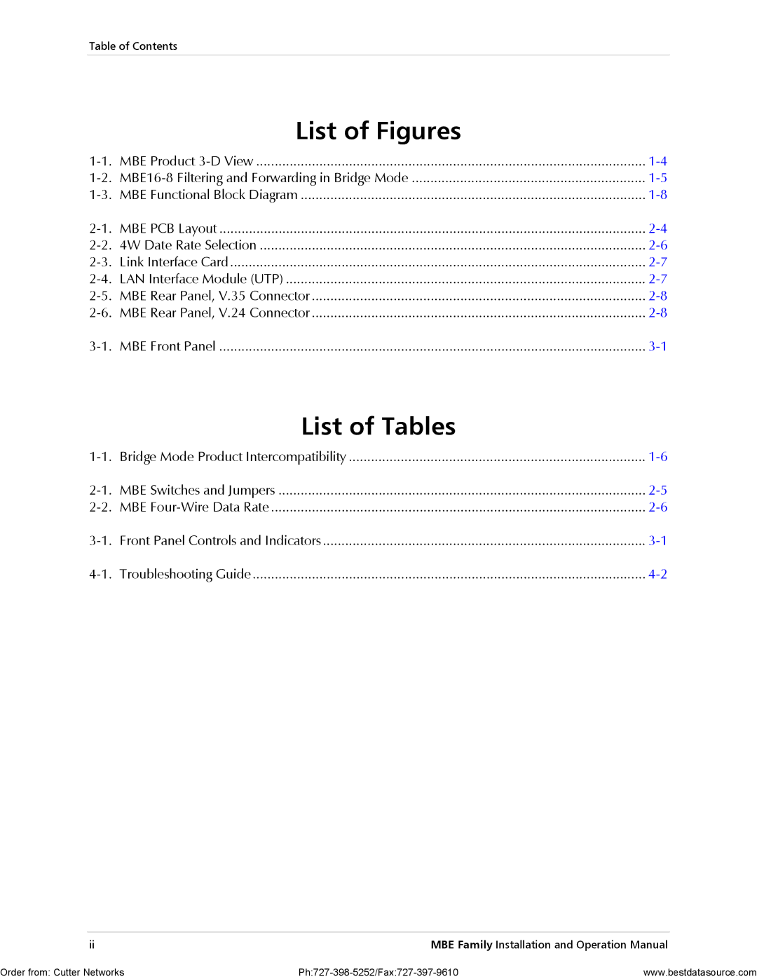 RAD Data comm MBE10-8D, MBE10-1D operation manual List of Figures 