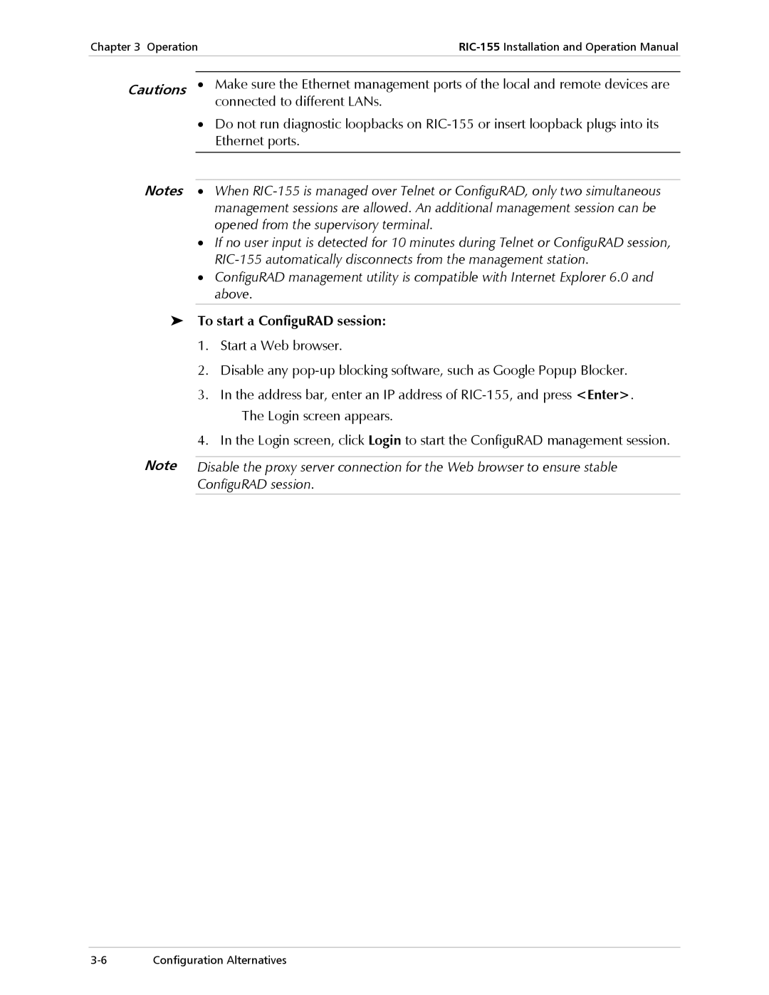 RAD Data comm RIC-155 operation manual To start a ConfiguRAD session 