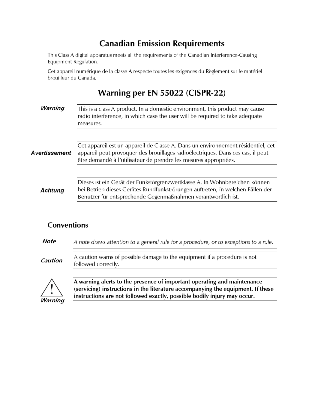 RAD Data comm RIC-155 operation manual Canadian Emission Requirements, Conventions 