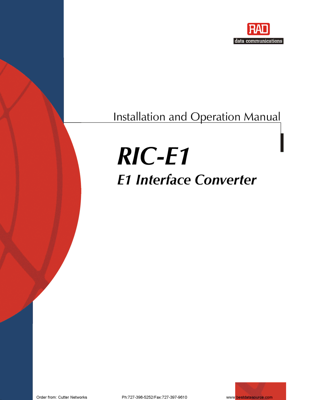 RAD Data comm RIC-E1 operation manual 