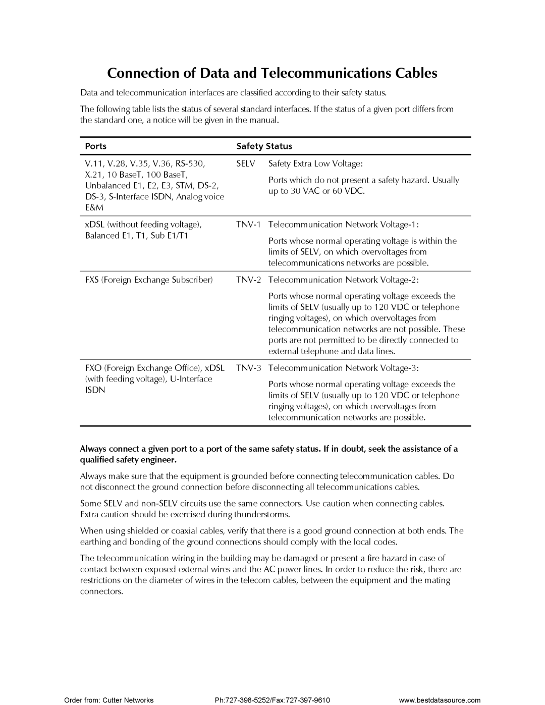 RAD Data comm RIC-E1 operation manual Ports Safety Status, Isdn 