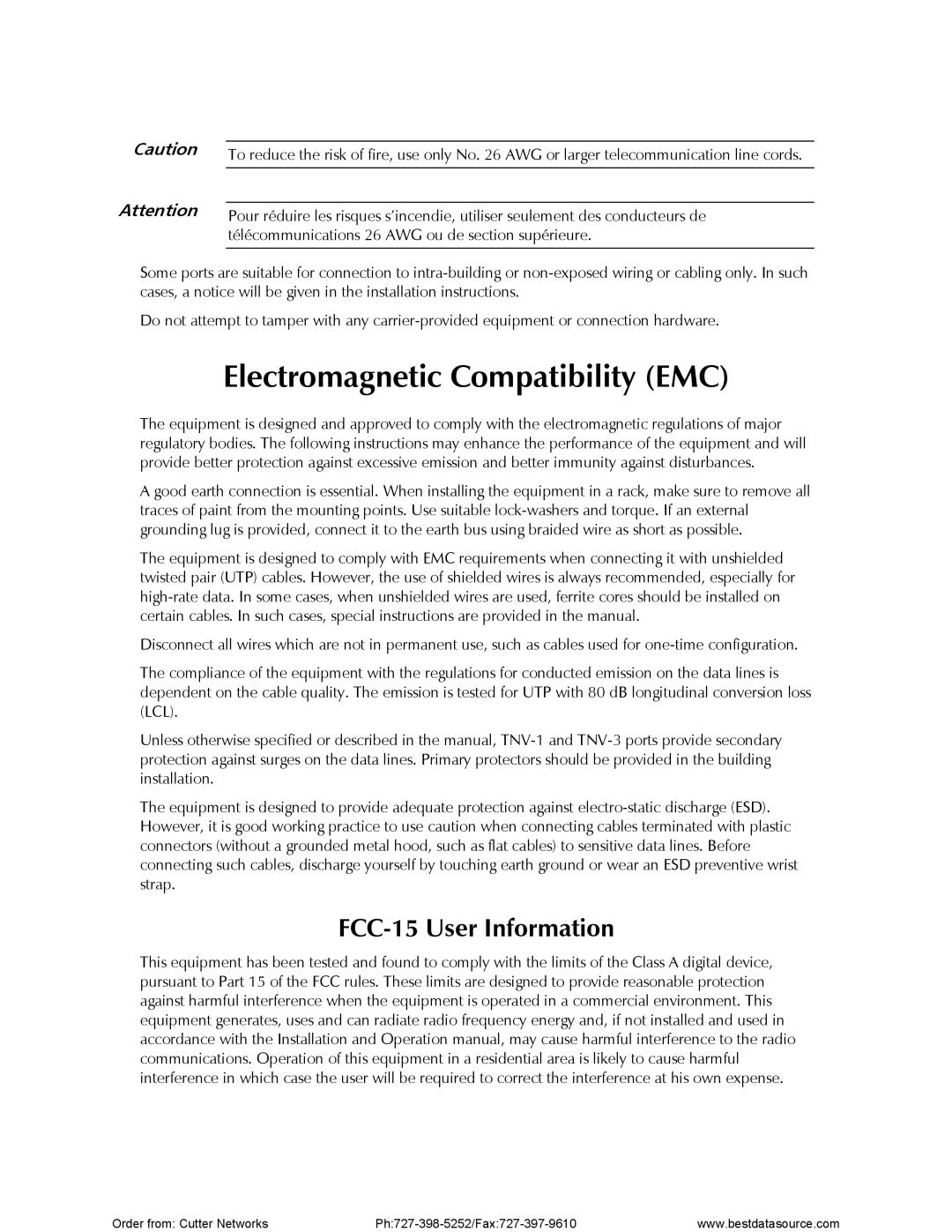 RAD Data comm RIC-E1 operation manual Electromagnetic Compatibility EMC 