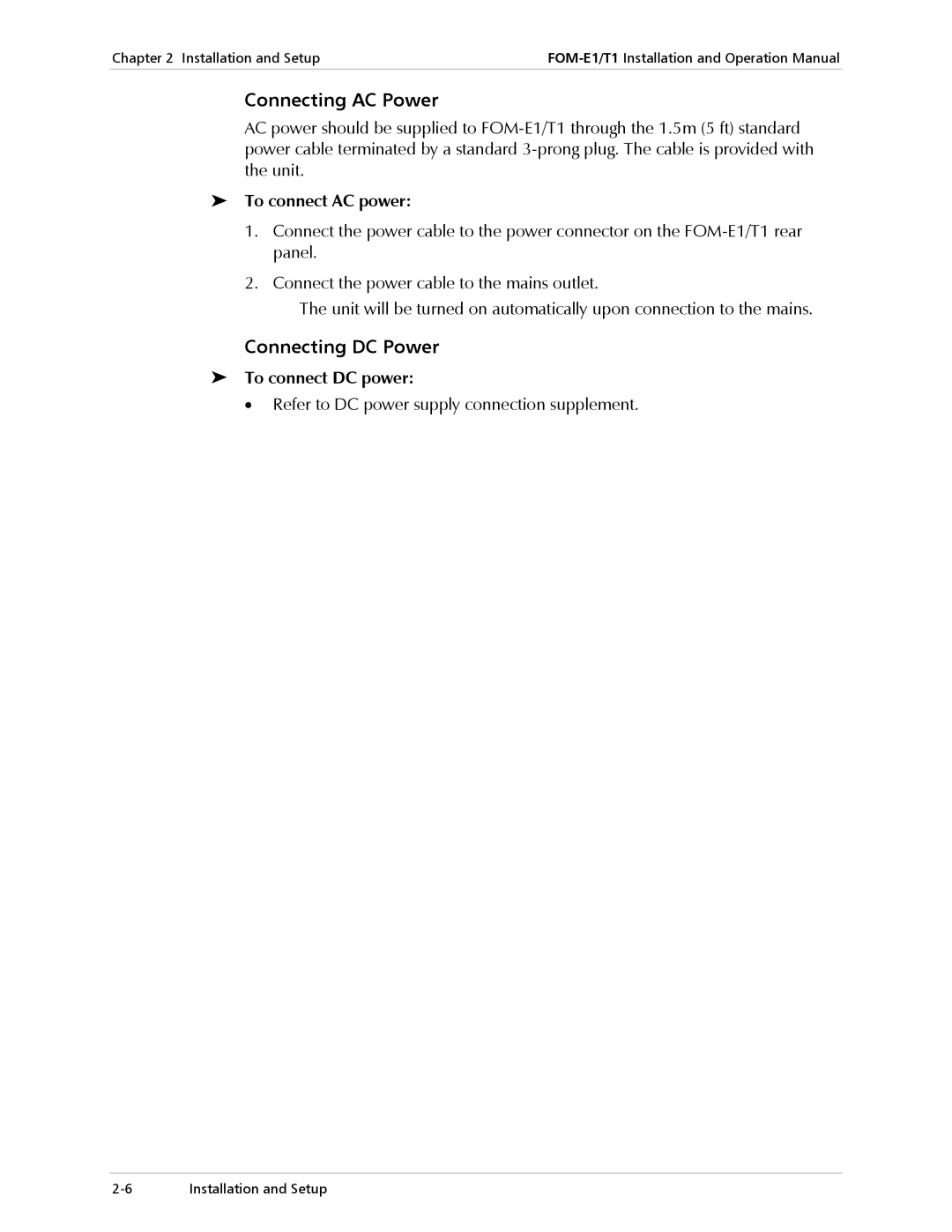 RAD Data comm T1, E1 operation manual Connecting AC Power, Connecting DC Power, To connect AC power, To connect DC power 