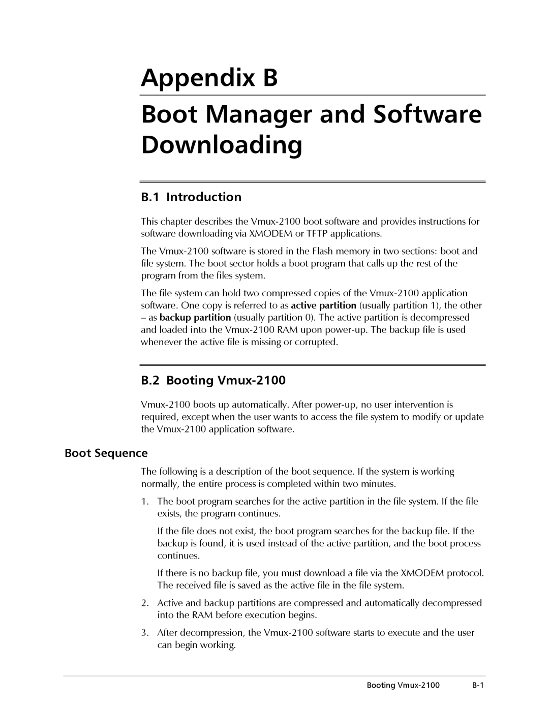 RAD Data comm Vmux-2100 Voice Trunking Gateway Appendix B Boot Manager and Software Downloading, Introduction 