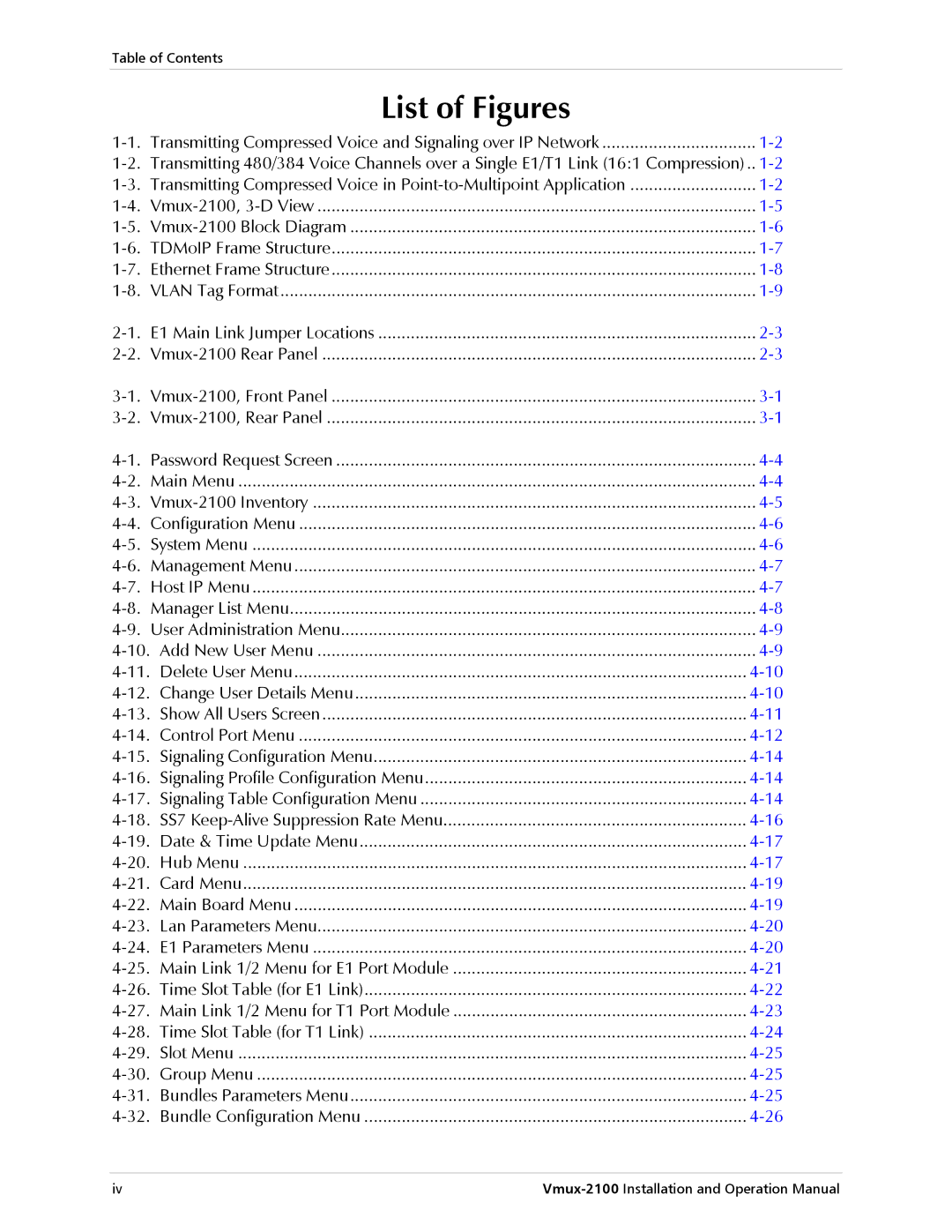 RAD Data comm Vmux-2100 Voice Trunking Gateway operation manual List of Figures 