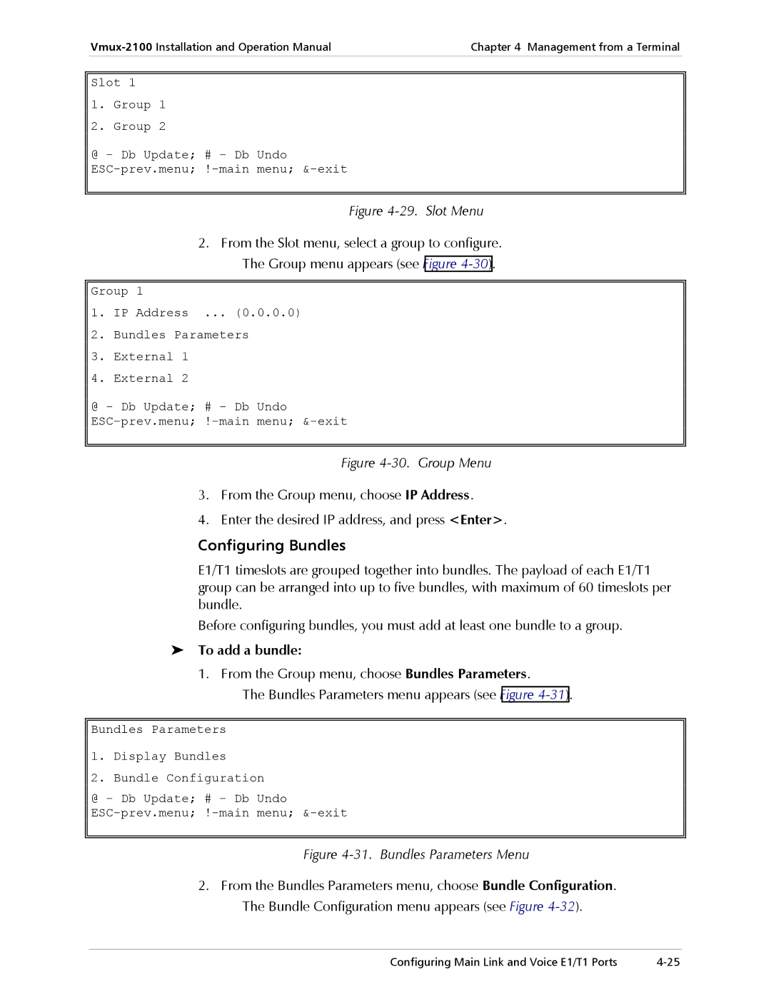 RAD Data comm Vmux-2100 Voice Trunking Gateway operation manual Configuring Bundles, To add a bundle 