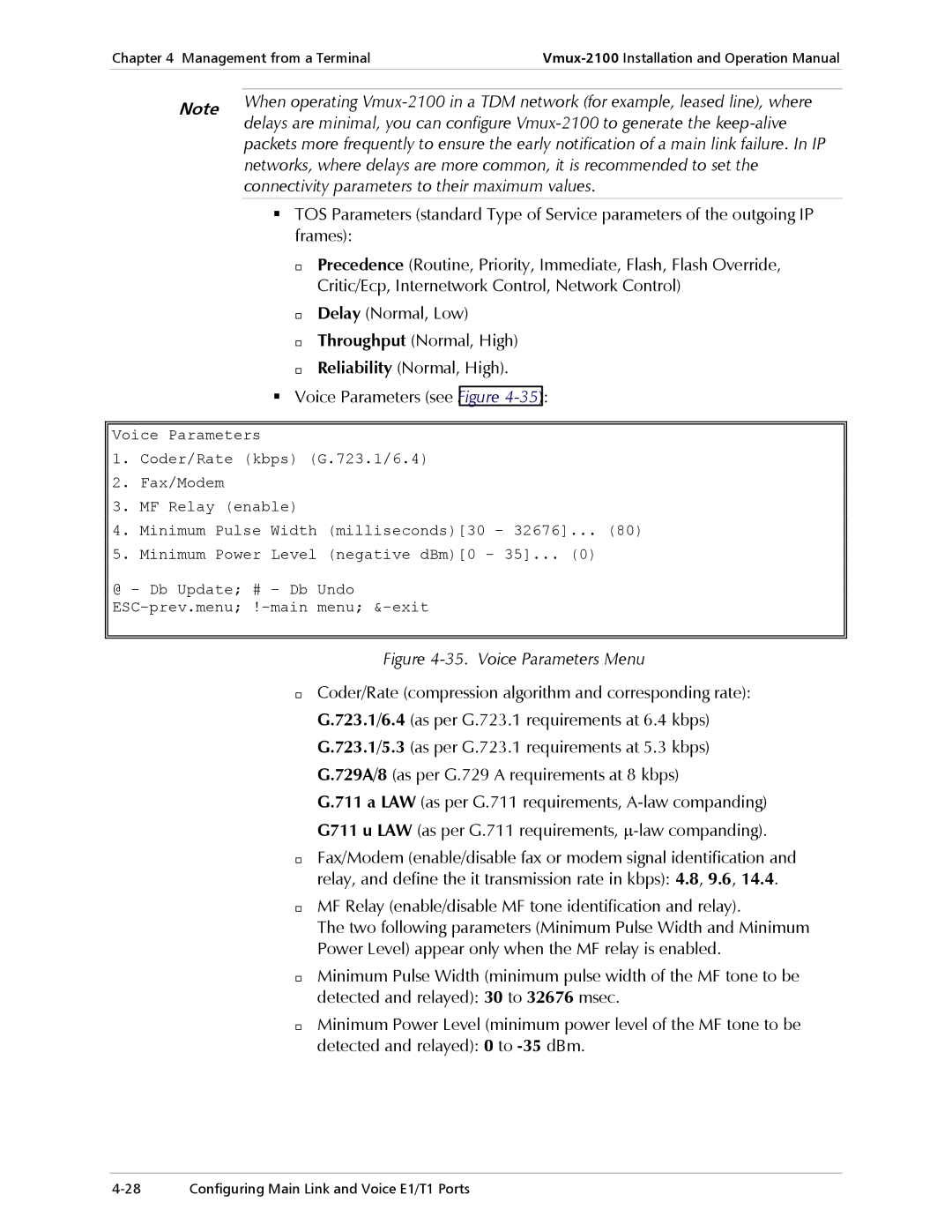 RAD Data comm Vmux-2100 operation manual Connectivity parameters to their maximum values, Frames, Delay Normal, Low 