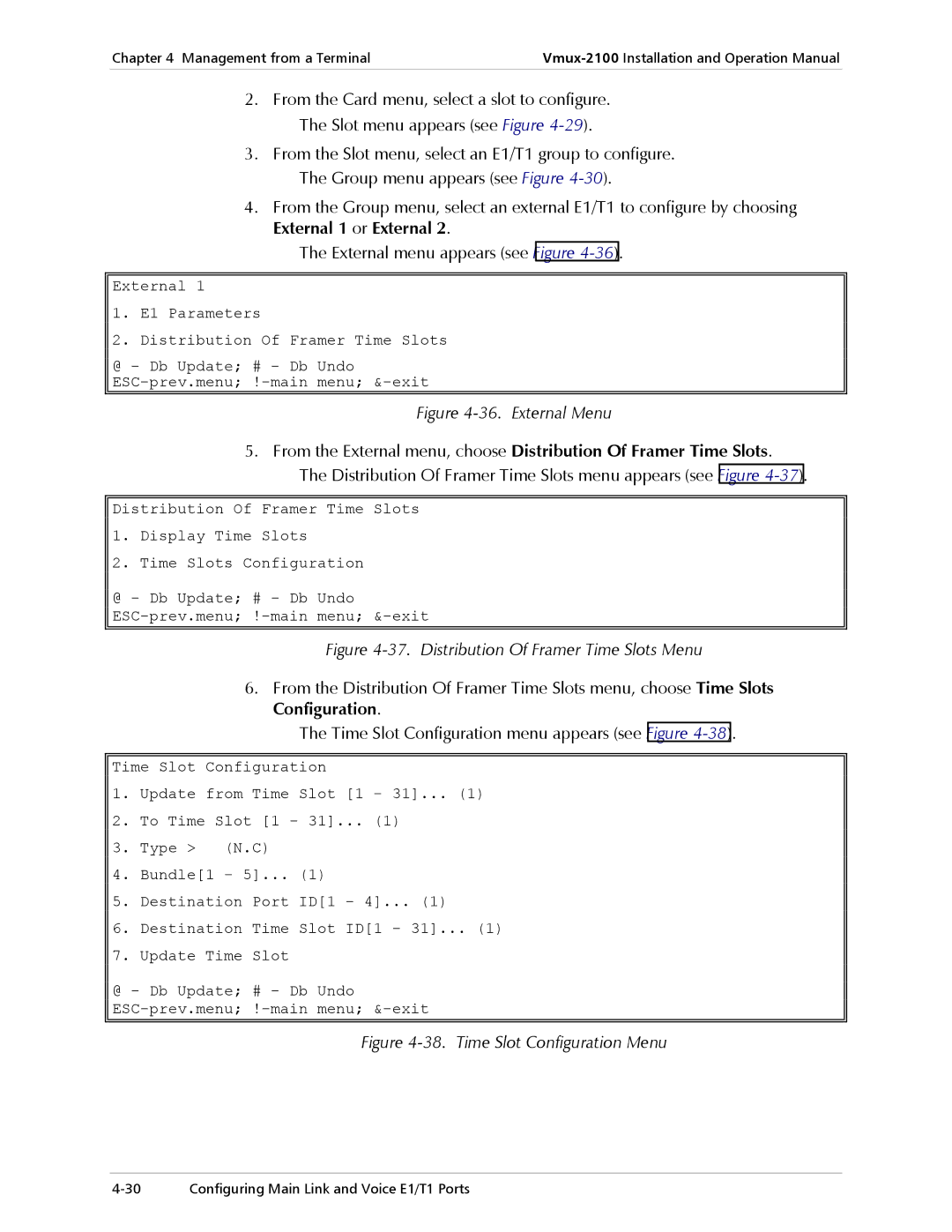 RAD Data comm Vmux-2100 Voice Trunking Gateway operation manual External Menu 