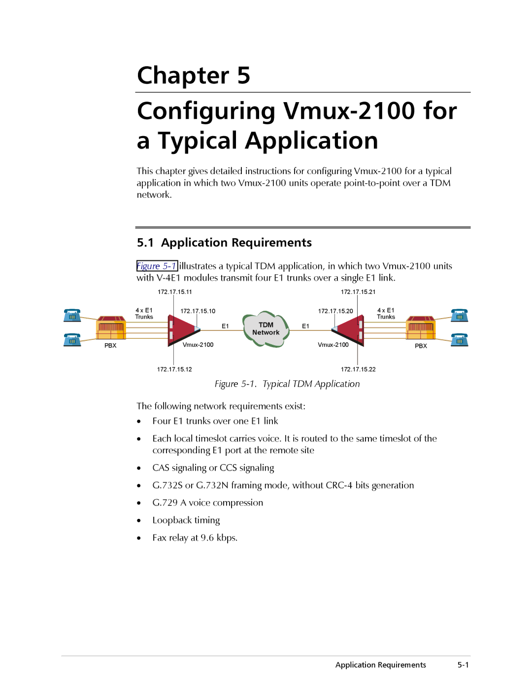 RAD Data comm Vmux-2100 Voice Trunking Gateway operation manual Chapter Configuring Vmux-2100 for a Typical Application 