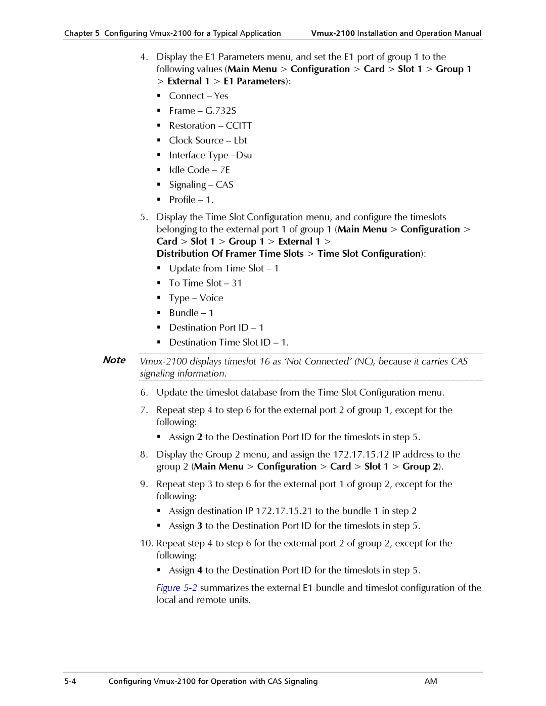 RAD Data comm Vmux-2100 Voice Trunking Gateway operation manual Configuring Vmux-2100 for a Typical Application 