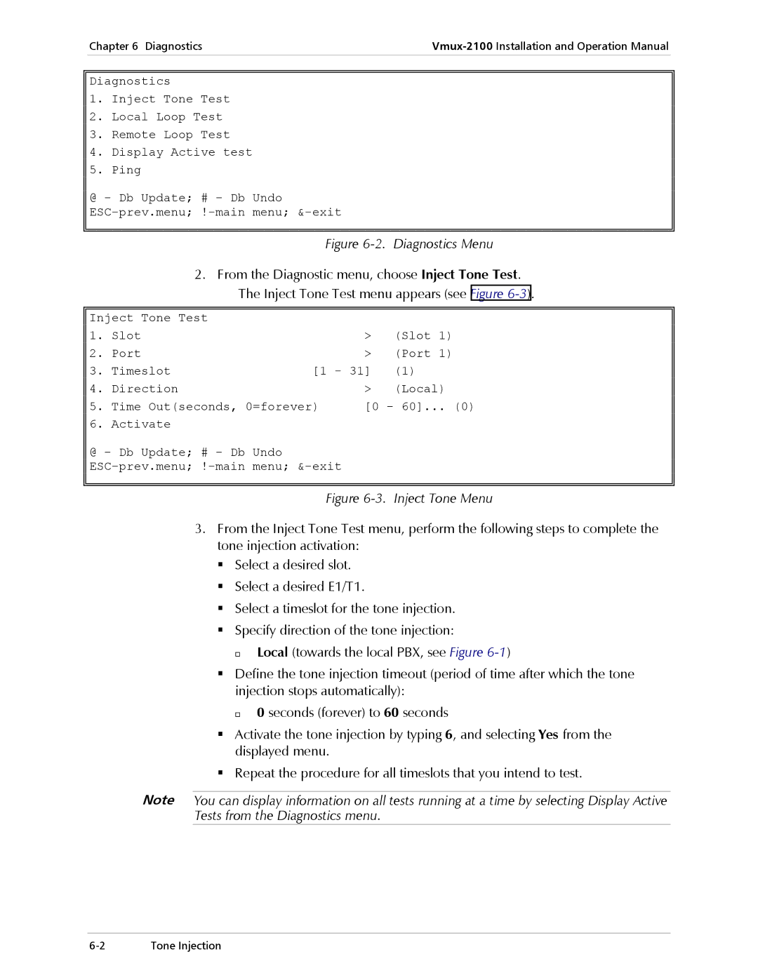 RAD Data comm Vmux-2100 Voice Trunking Gateway operation manual Diagnostics Menu 