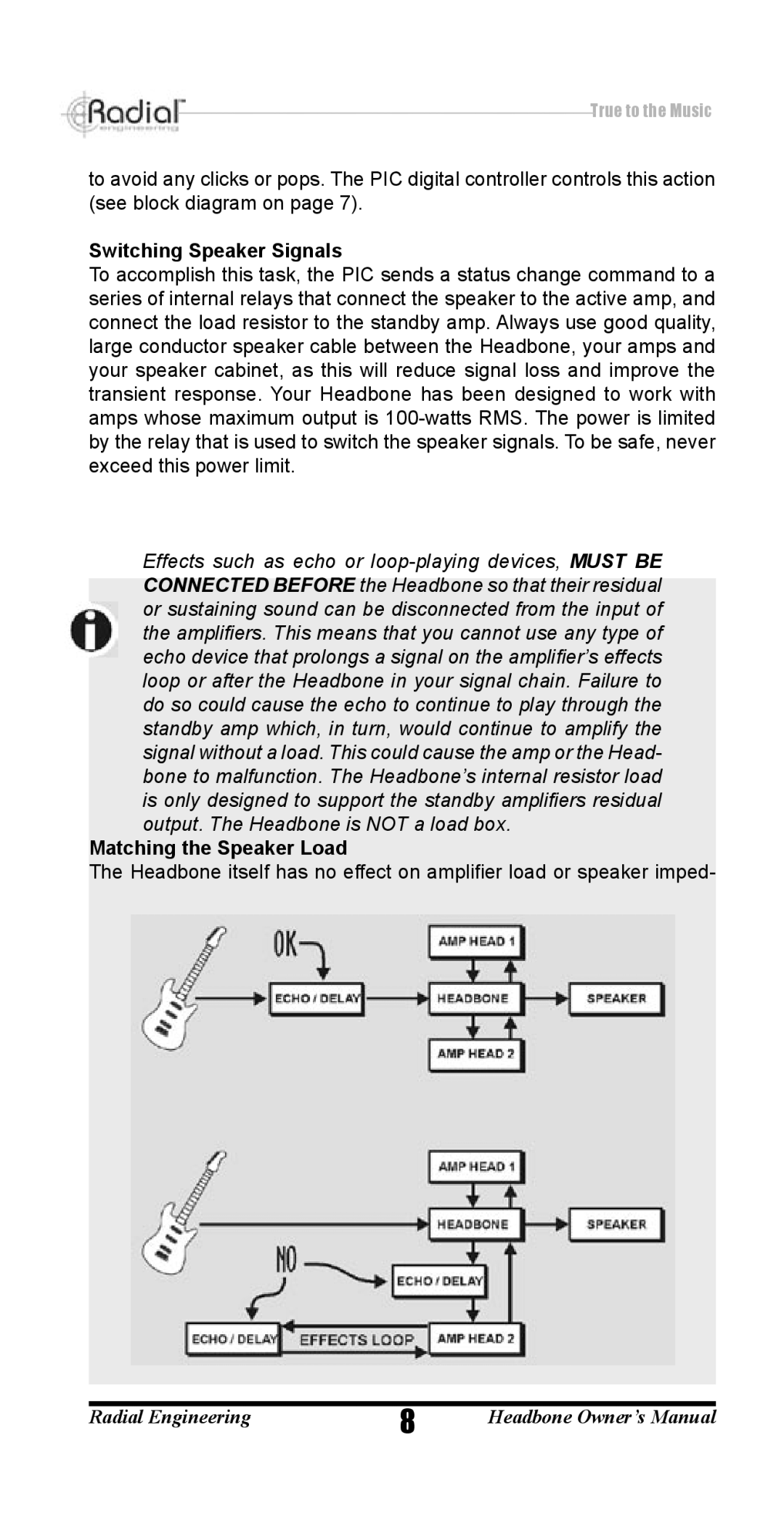 Radian Technologies VT R800 7040 00 owner manual Switching Speaker Signals, Matching the Speaker Load 