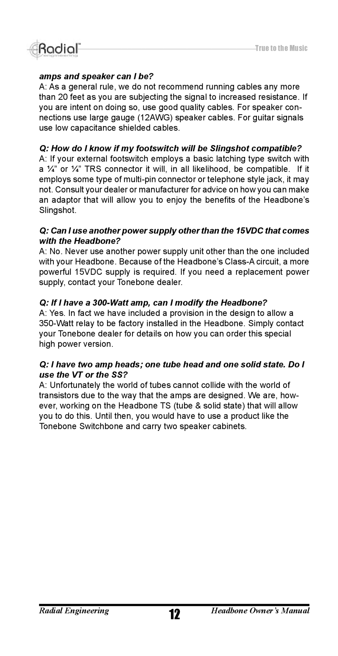 Radian Technologies VT R800 7040 00 owner manual How do I know if my footswitch will be Slingshot compatible? 