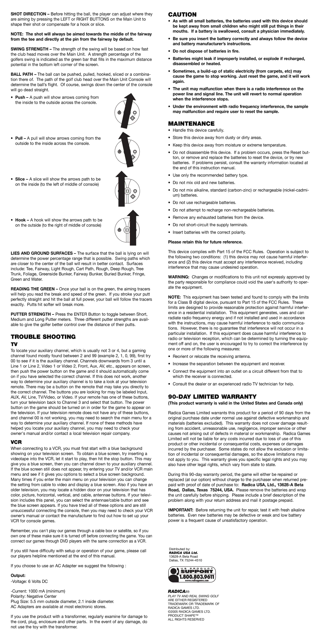 Radica Games 74037 instruction manual Trouble Shooting, Maintenance, DAY Limited Warranty, Vcr 