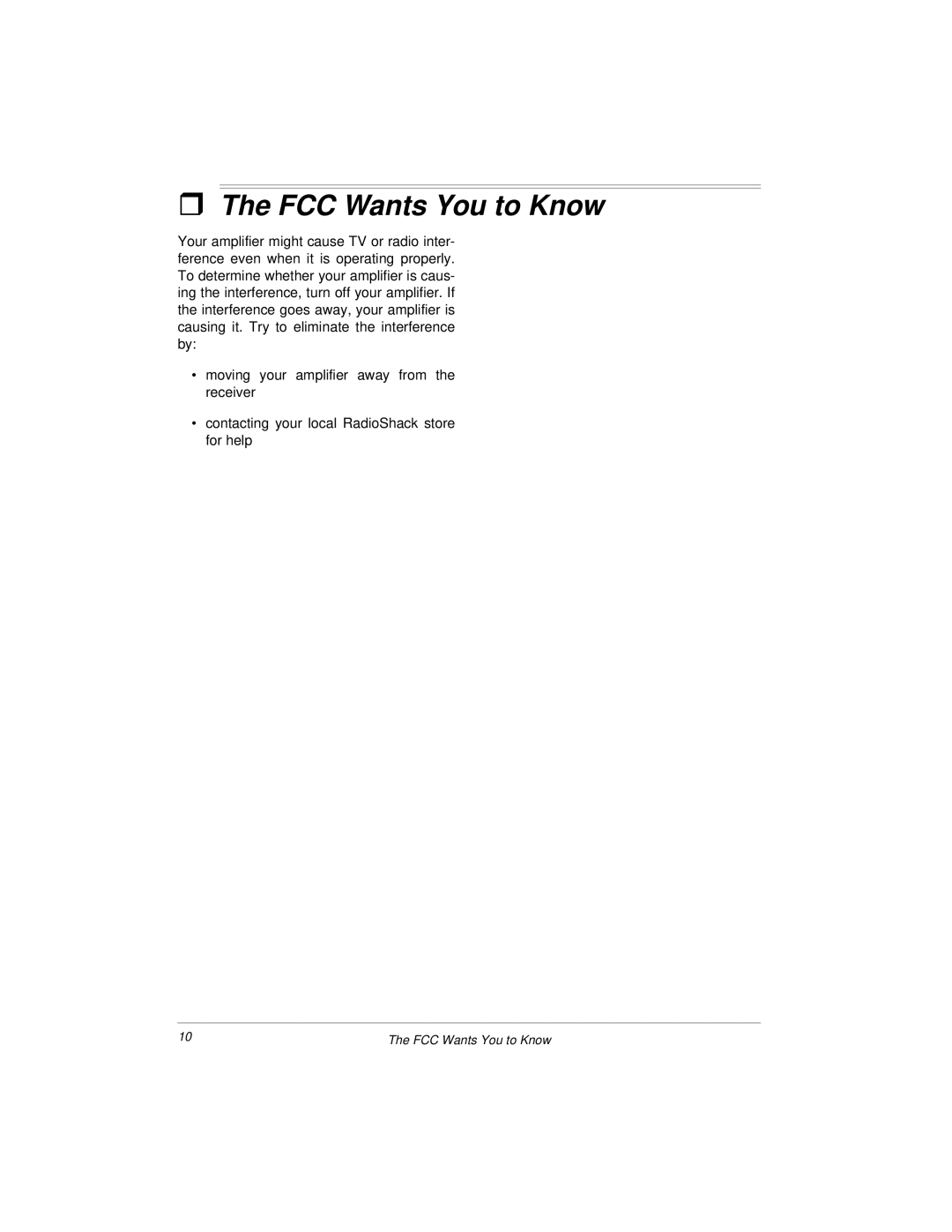 Radio Shack 04A00, 32-2004 owner manual FCC Wants You to Know 