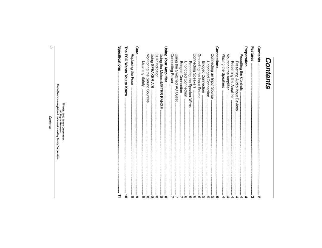 Radio Shack 04A00, 32-2004 owner manual Contents 