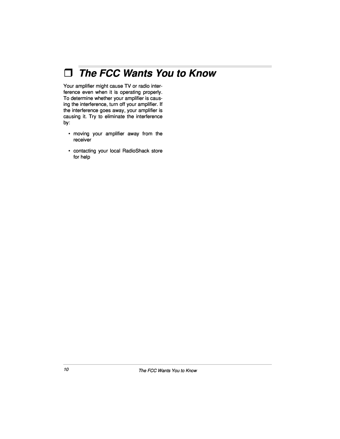 Radio Shack 04A00, 32-2004 owner manual ˆThe FCC Wants You to Know 