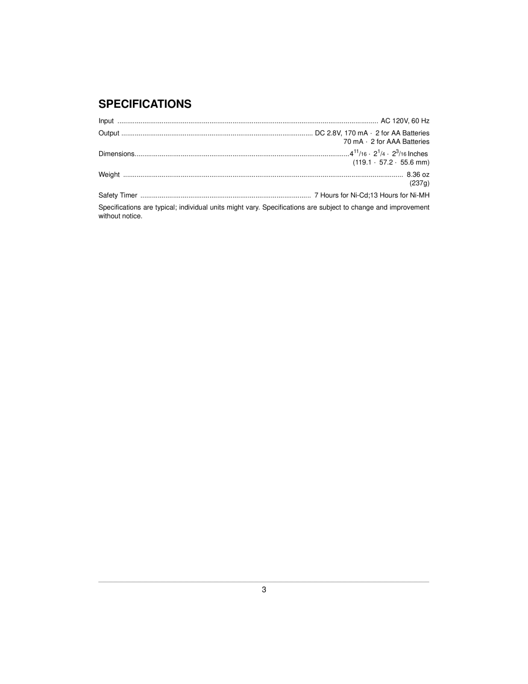 Radio Shack 06A00, 23-427, 0904-211-18801 owner manual Specifications 