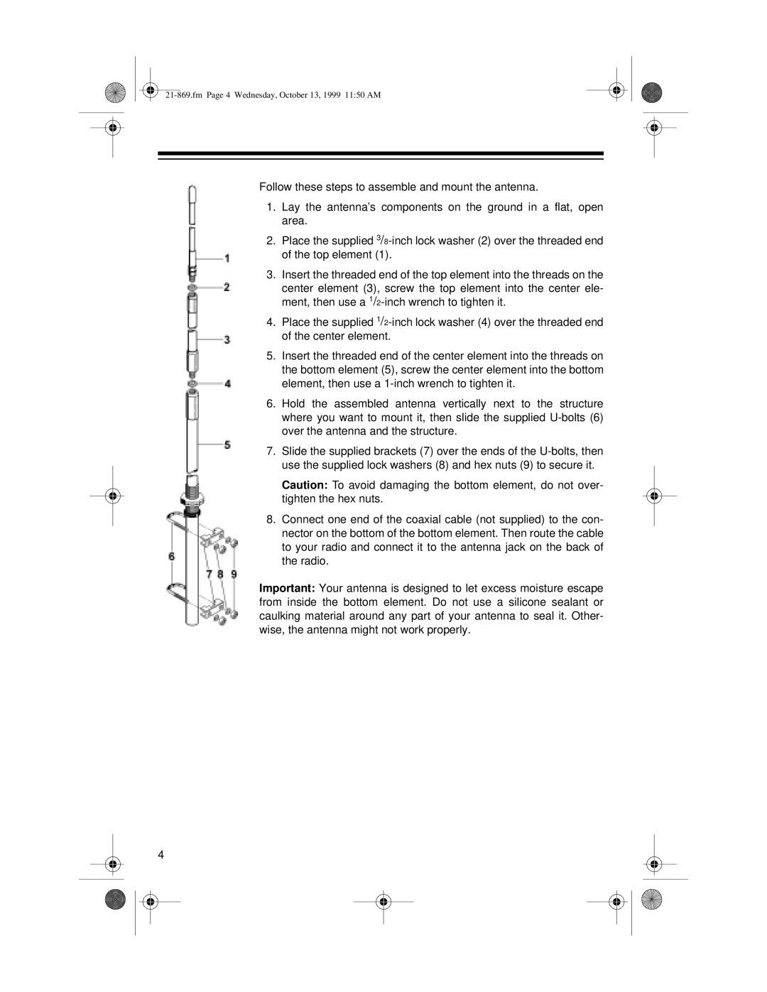 Radio Shack 10M manual Fm Page 4 Wednesday, October 13, 1999 1150 AM 