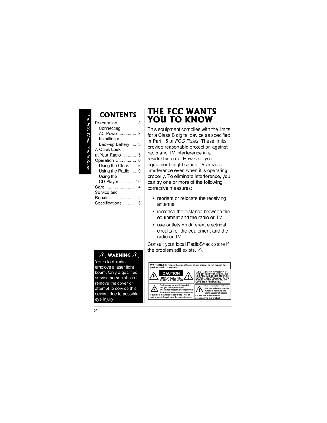 Radio Shack 12-1636 owner manual #065, 106065 