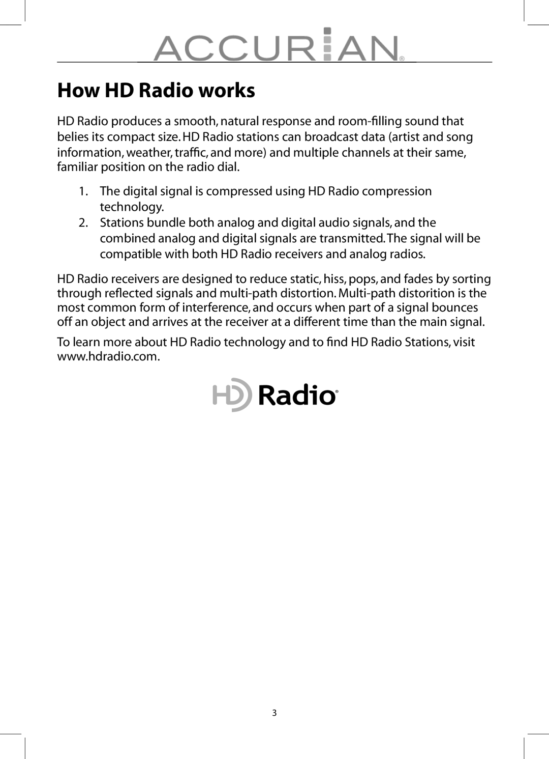 Radio Shack 12-1686 manual How HD Radio works 