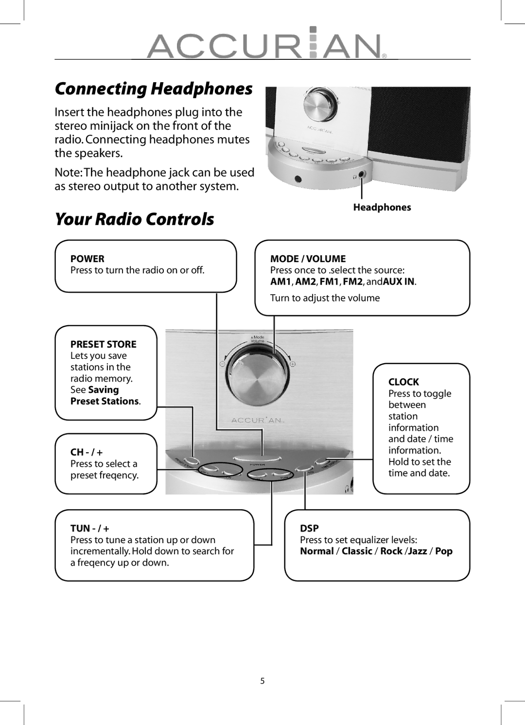 Radio Shack 12-1686 manual Connecting Headphones, Your Radio Controls 