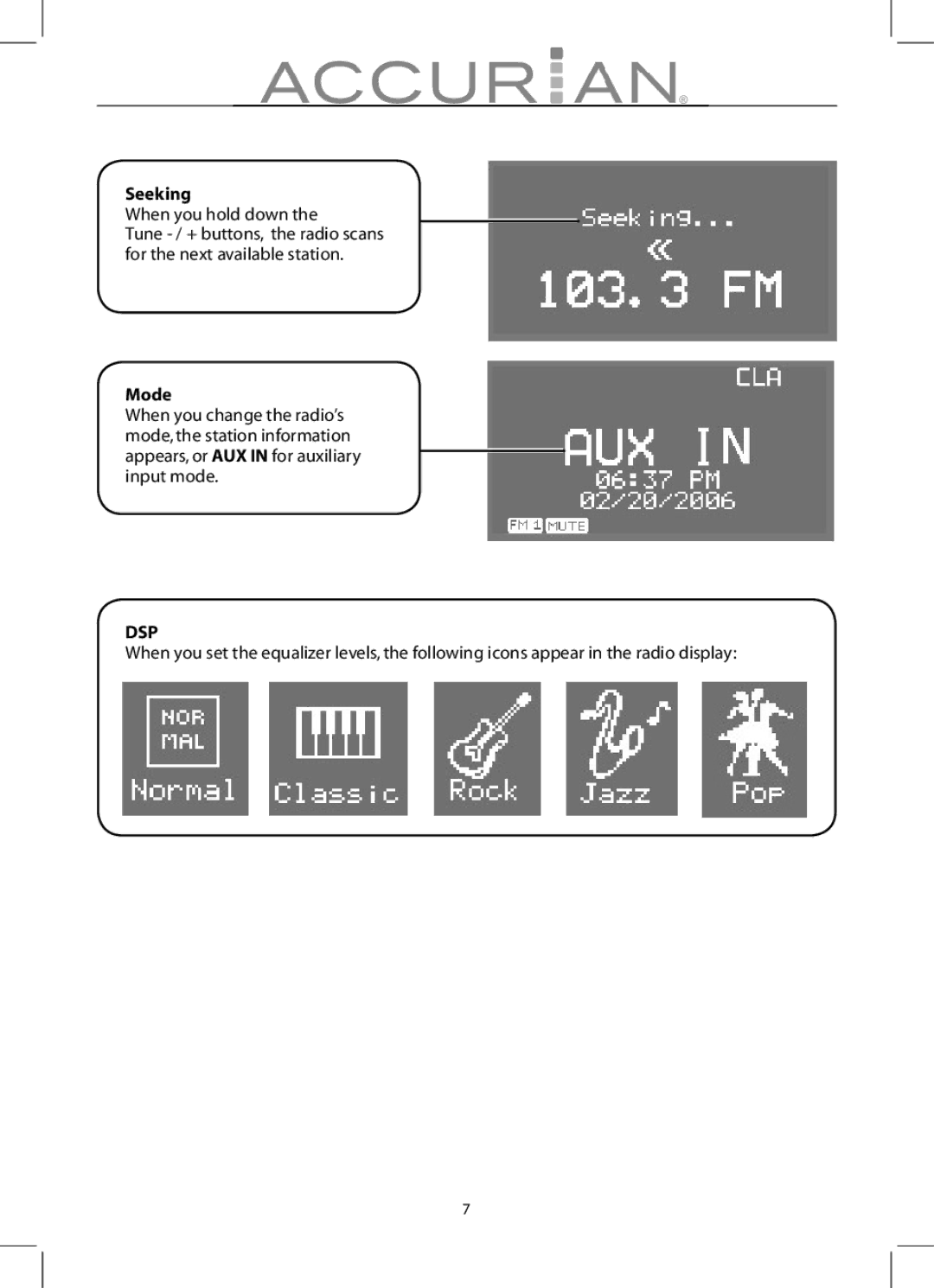 Radio Shack 12-1686 manual Seeking, Mode 