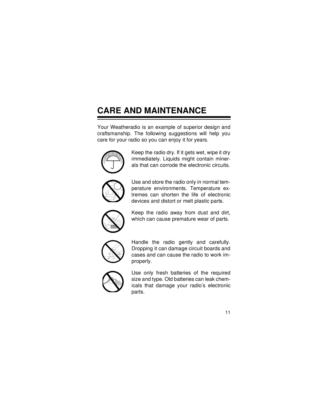 Radio Shack 12-240 owner manual Care and Maintenance 