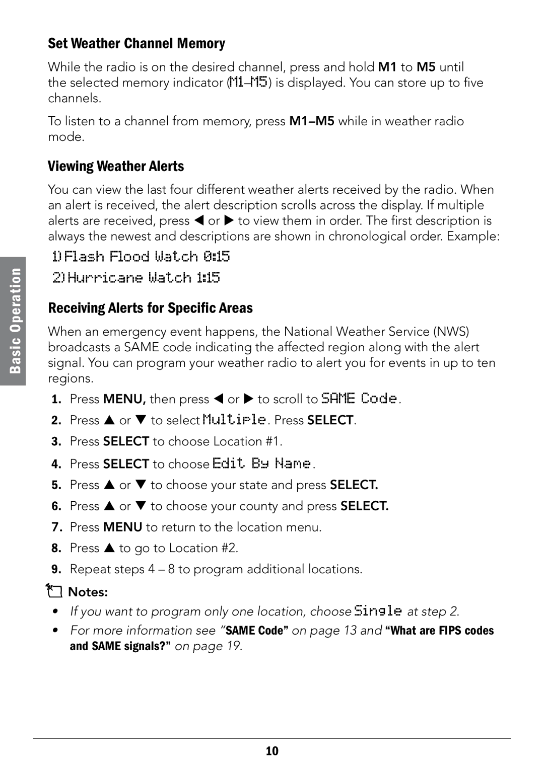 Radio Shack 12-519 manual Set Weather Channel Memory, Viewing Weather Alerts, Receiving Alerts for Specific Areas 