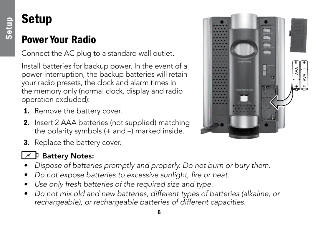 Radio Shack 12-591 manual Setup, Power Your Radio 