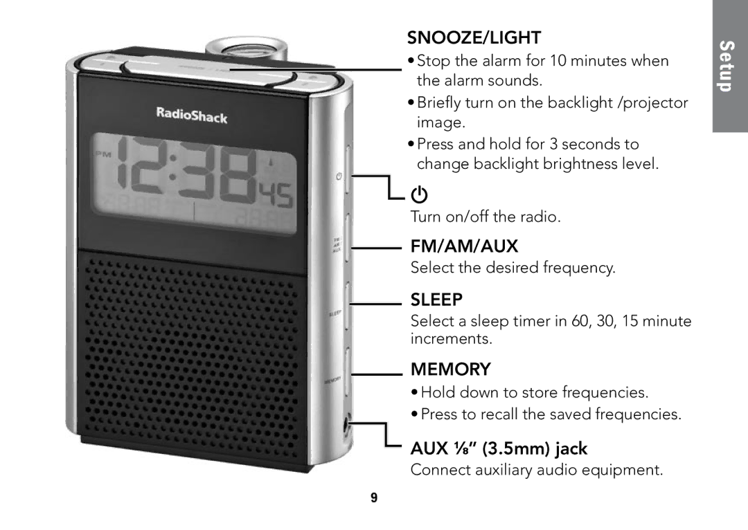 Radio Shack 12-591 manual Fm/Am/Aux 