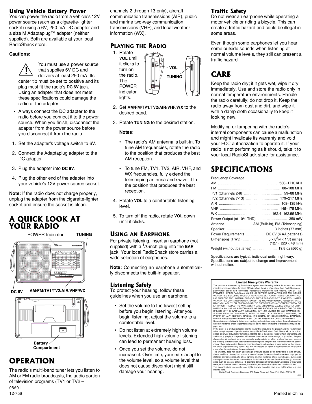 Radio Shack 12-756 owner manual #37+%-.11-#6 1744#&+1, 124#6+10, 52%++%#6+105 