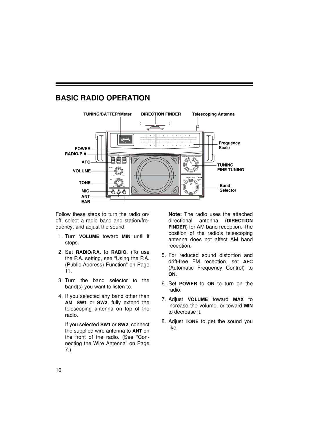 Radio Shack 12-795 owner manual Basic Radio Operation 